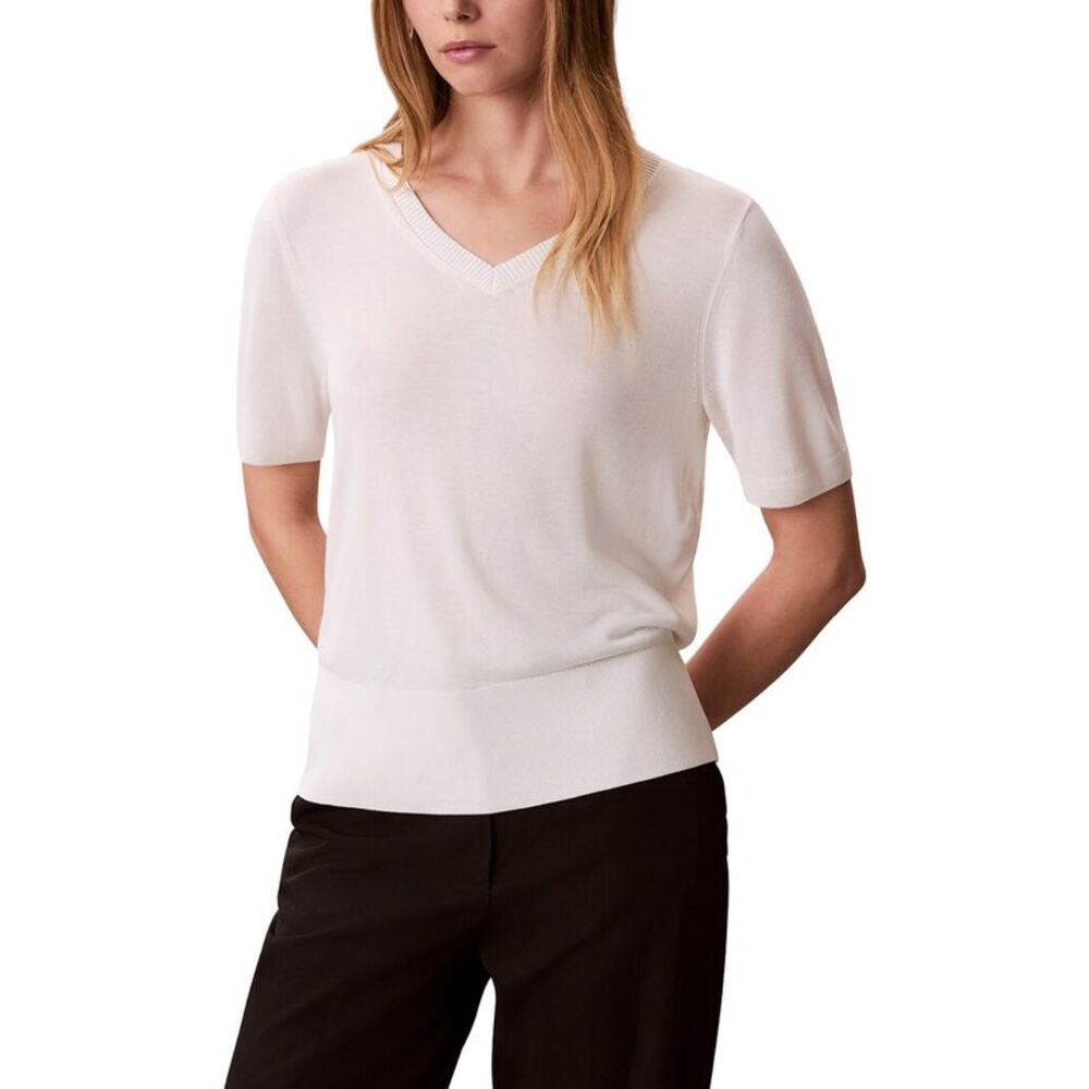 Calvin Klein Womens  Viscose Knit Sweater T-Shirt, White